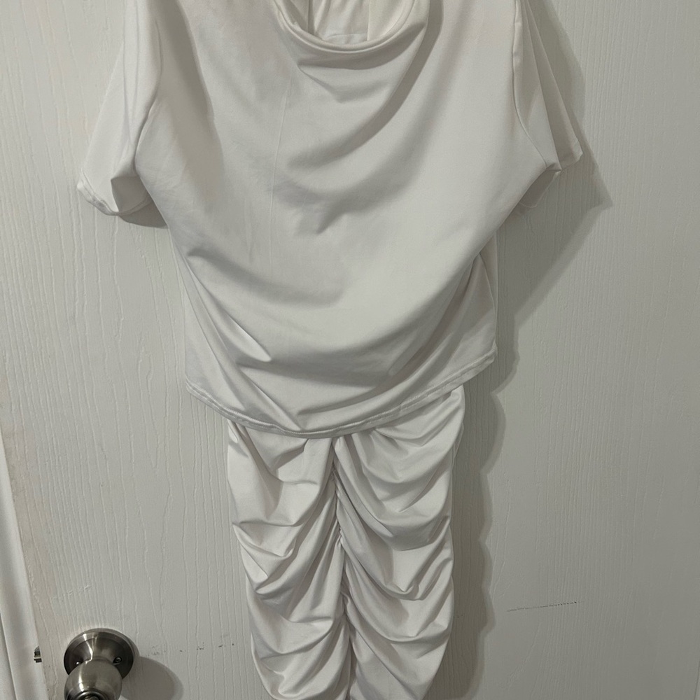 White Ruched Two-Piece Set